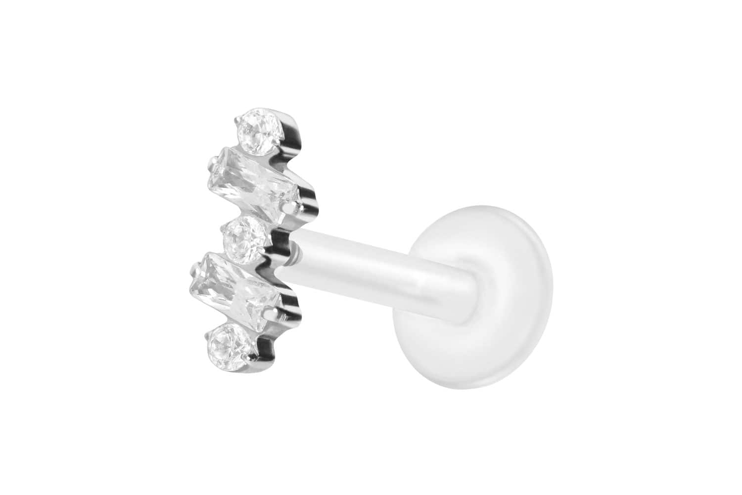 PTFE Labret Piercing mit Innengewinde + Titan-Aufsatz EINGEFASSTE KRISTALLE